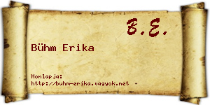 Bühm Erika névjegykártya